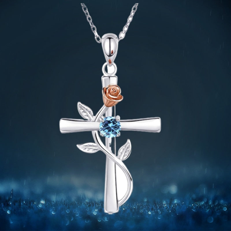 Rose Cross pendant Necklace