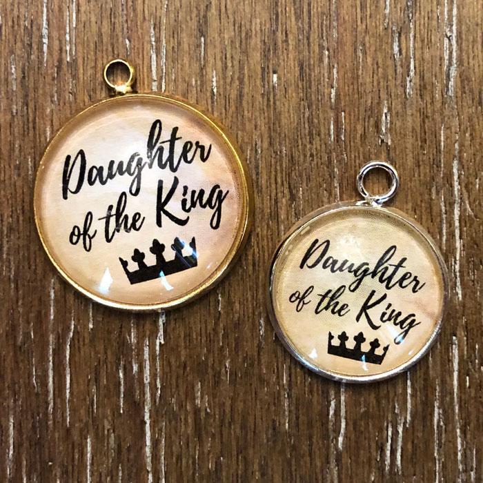 "Daughter of the King" Christian Charm for Jewelry Making, 16 or 20mm,