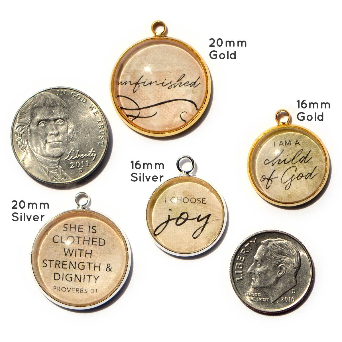 "Daughter of the King" Christian Charm for Jewelry Making, 16 or 20mm,