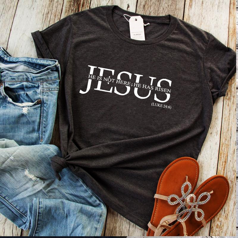 He Is Not Here He Has Risen Print Women Tshirt