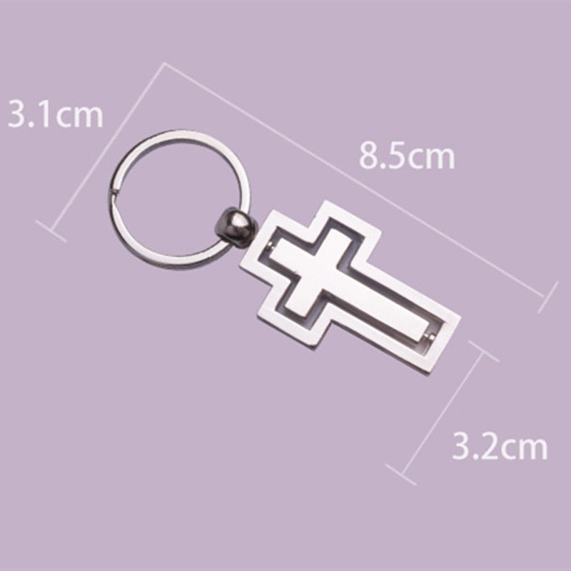 360 Degree Rotating Cross Keyring Pendant
