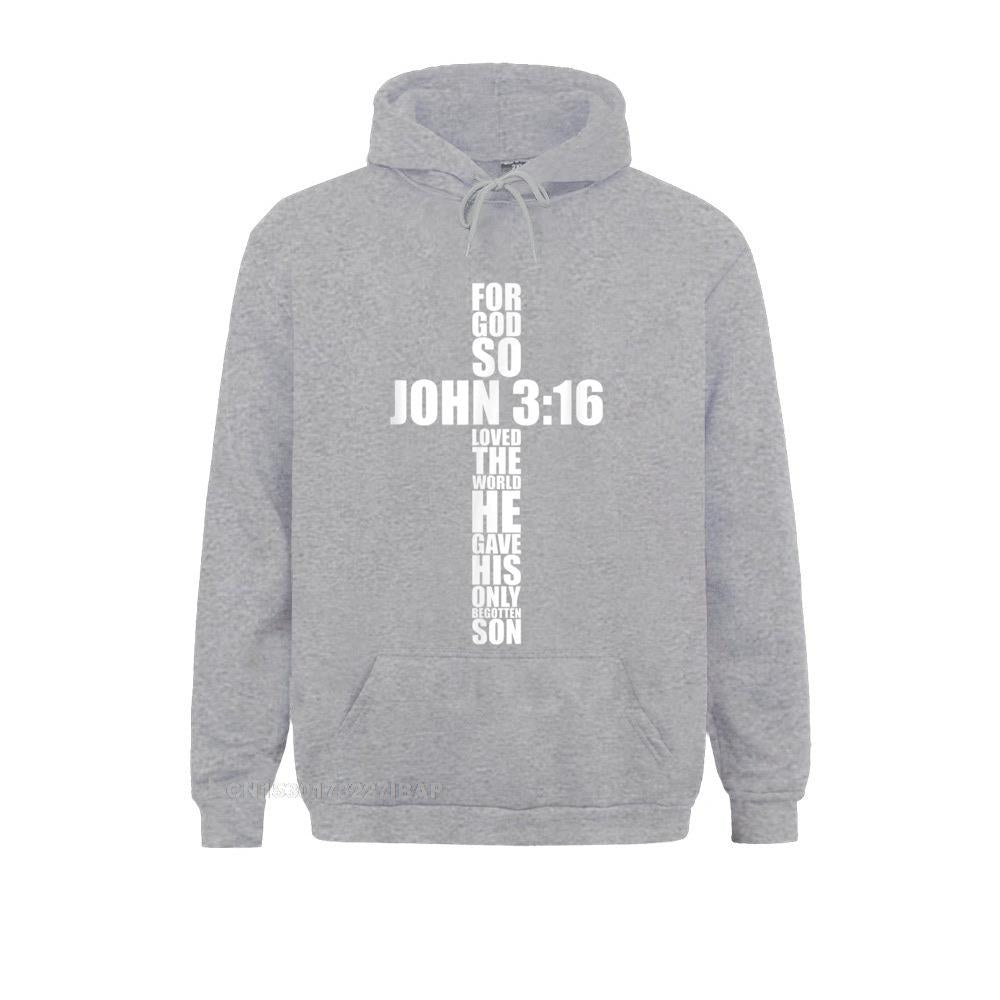 John 3:16 Christian Cross Bible Verse Hoodie