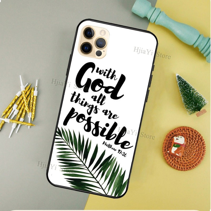 Bible verse Matthew 19:26 phone case