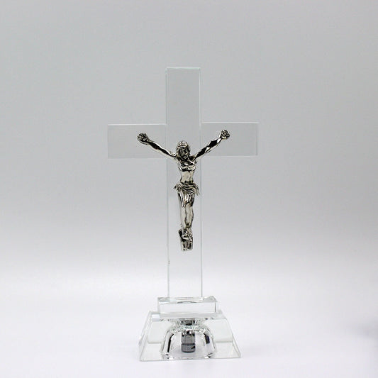 Christian Nightlight Crystal Jesus Cross Statue