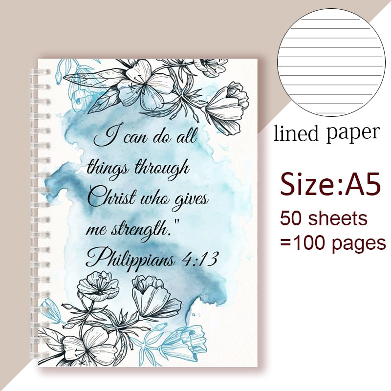 Philippians 4:13 Quote - I Can Do All Things Through Christ Who Strength Me - Spiral Notebook
