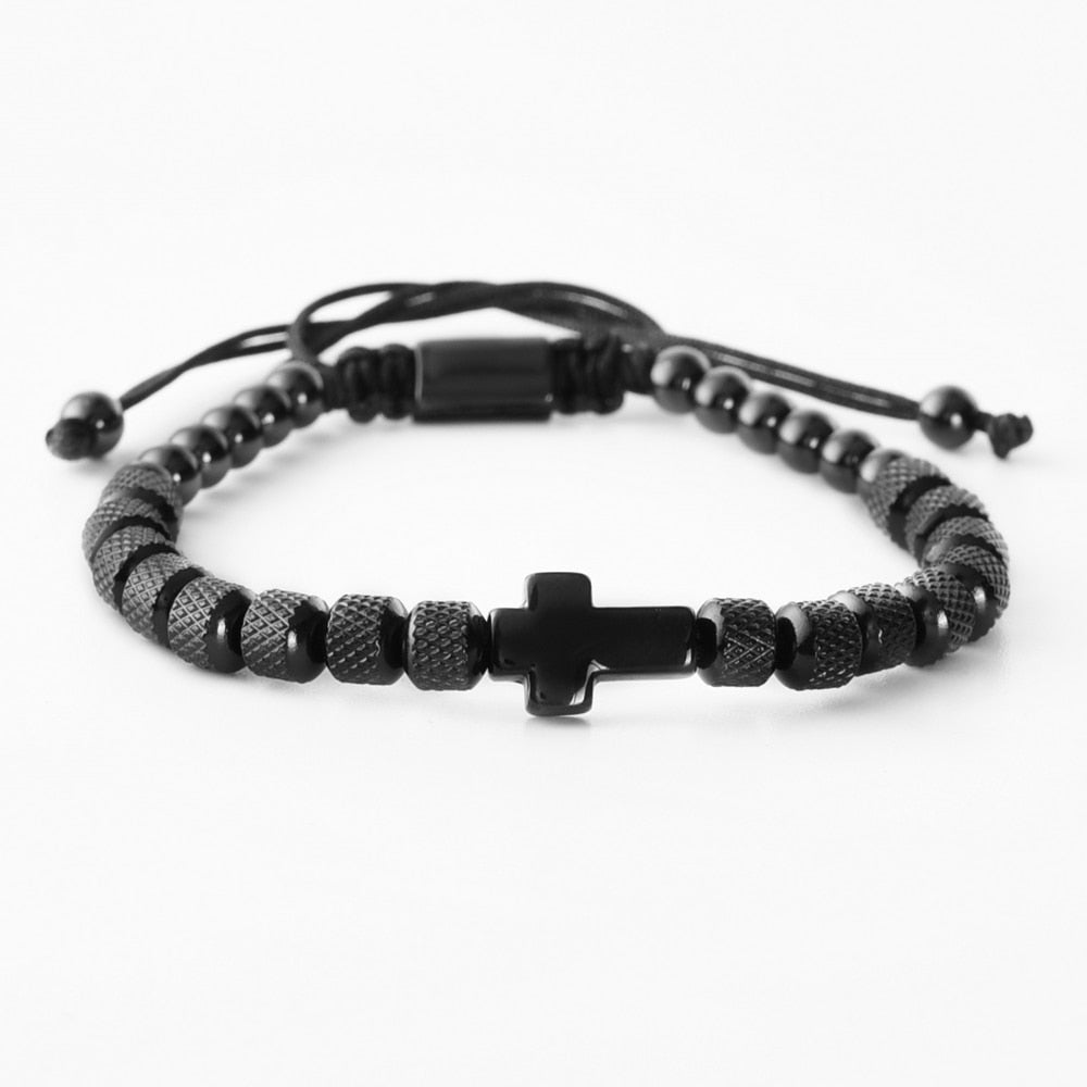 Charm Cross Stainless Steel Beaded Bracelets