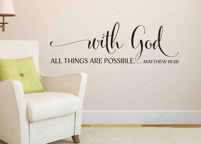 Matthew 19:26 Scripture wall decal bible verse