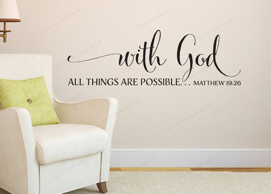 Matthew 19:26 Scripture wall decal bible verse