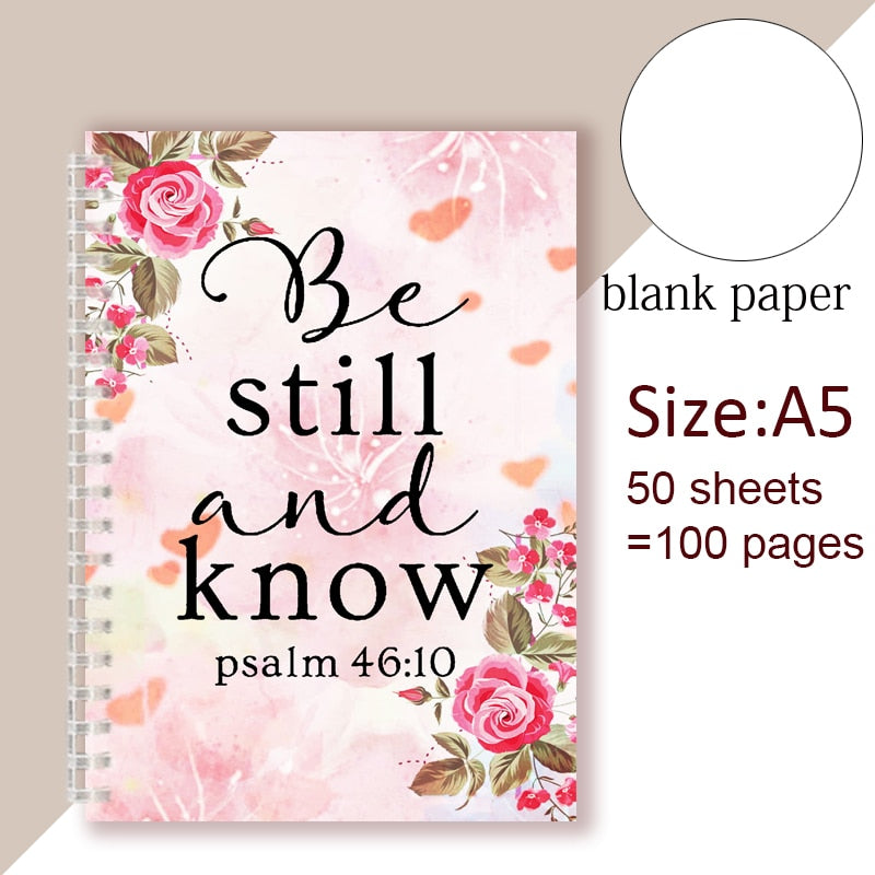 Spiral Notebook Christian Quote Bible Note Book - Be Still