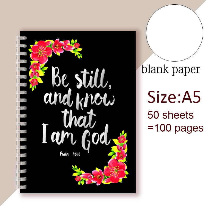 Spiral Notebook Christian Quote Bible Note Book - Be Still