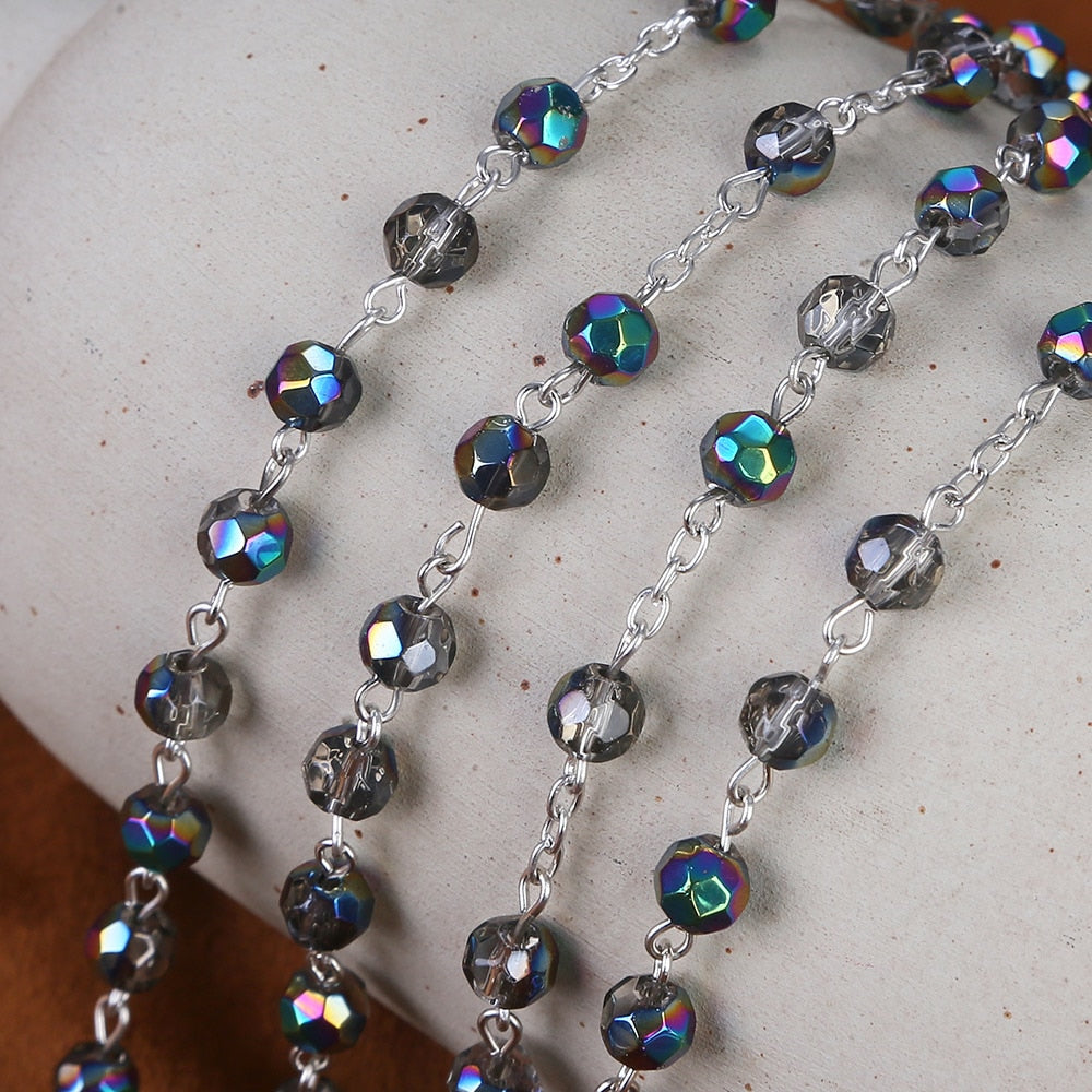 Christian Cross Rosary Necklace Color Plastic Corner Bead