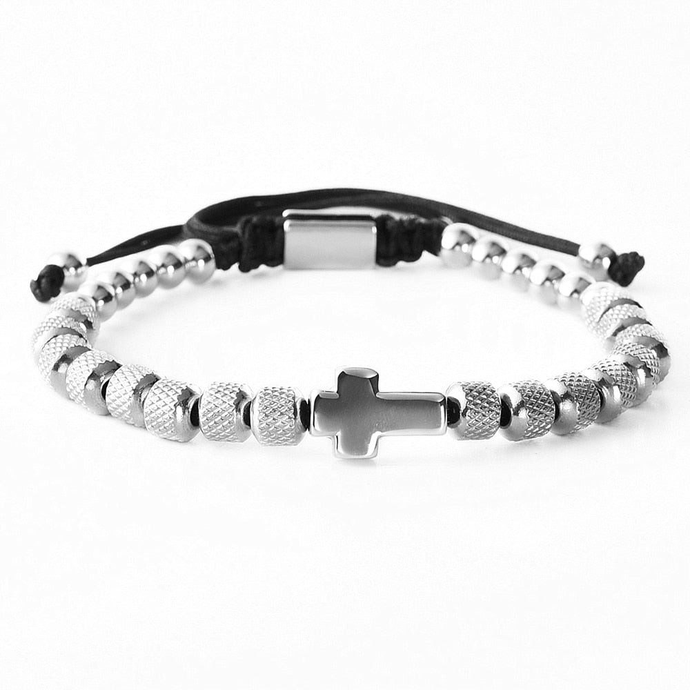 Charm Cross Stainless Steel Beaded Bracelets