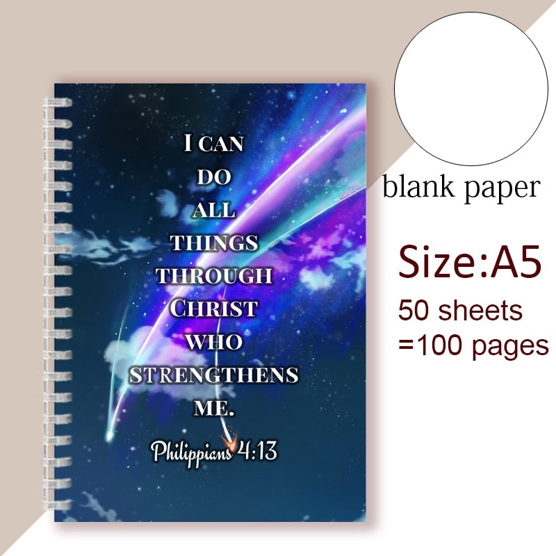 Philippians 4:13 Quote - I Can Do All Things Through Christ Who Strength Me - Spiral Notebook
