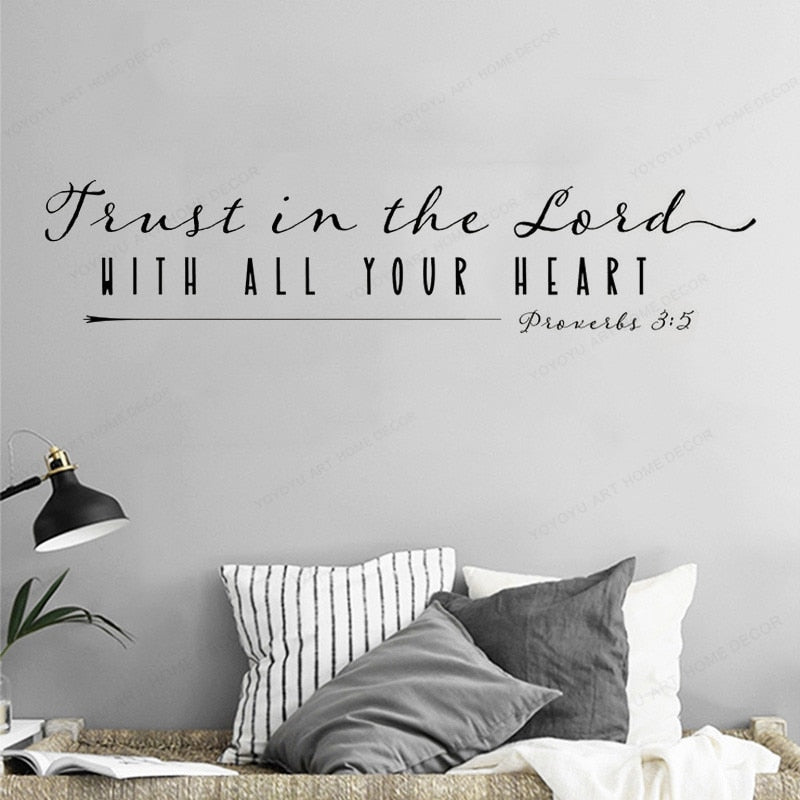 Trust in the Lord with all your heart quote wall decal Bible Verse