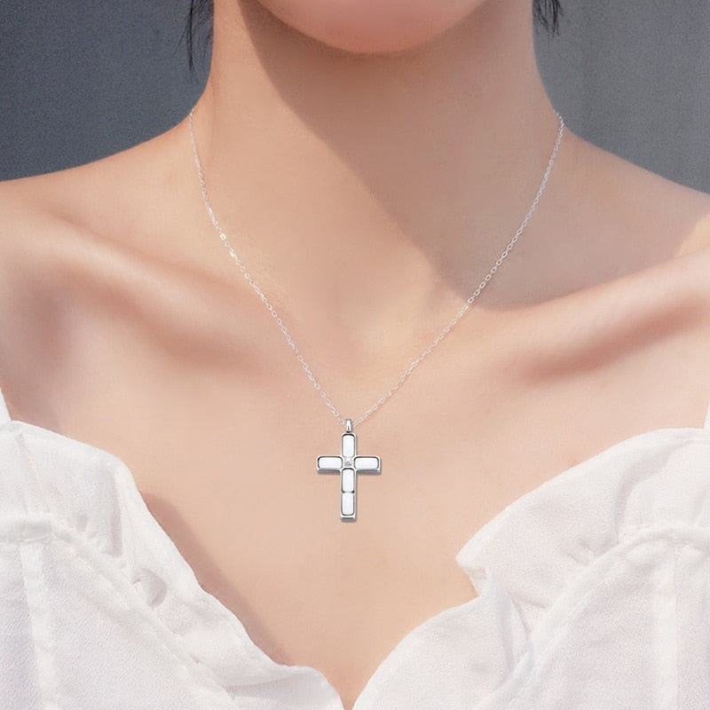 New Elegant Cubic Zircon Cross Ceramic Necklaces Pendants