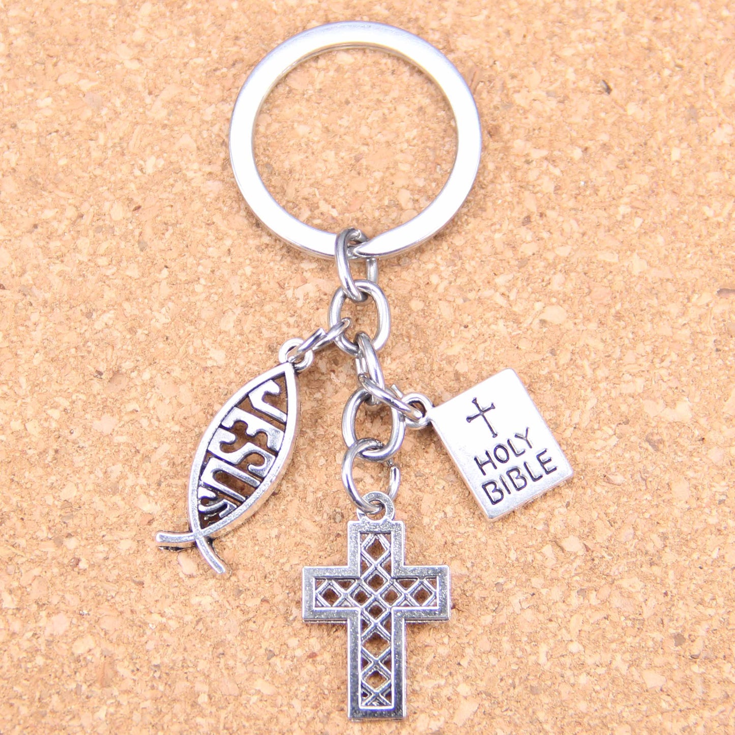 20pcs Keyring Jesus cross book holy bible Pendants Jewelry