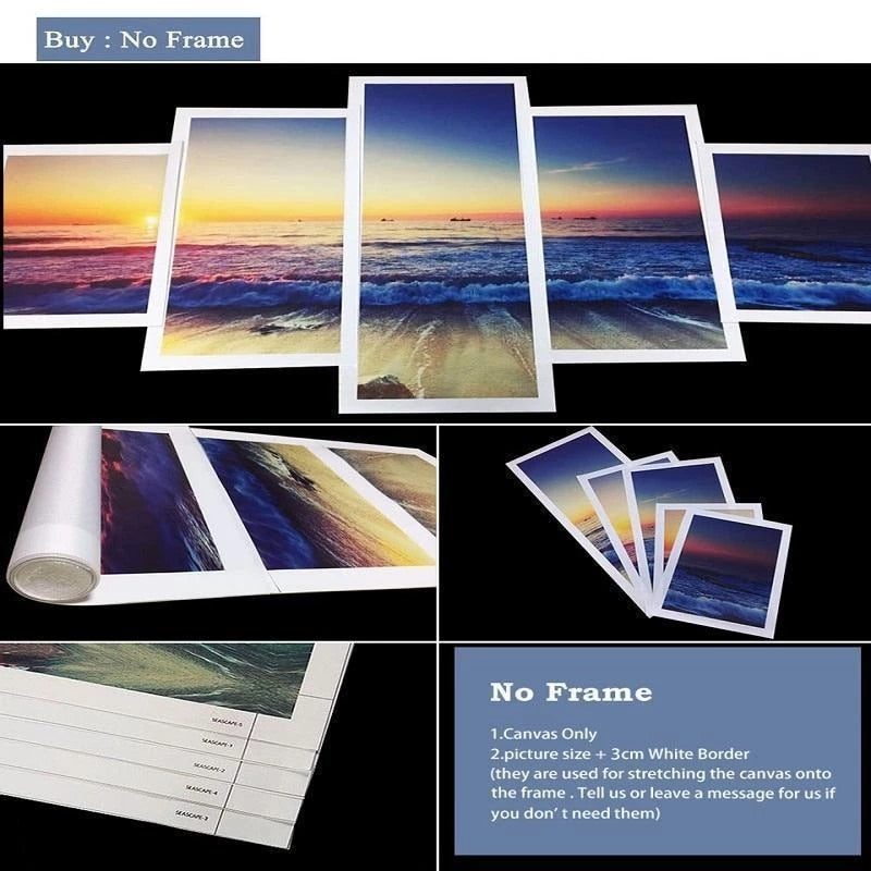 Jesus Cross 5 Pieces Canvas Prints God Sunset Scenery Paintings