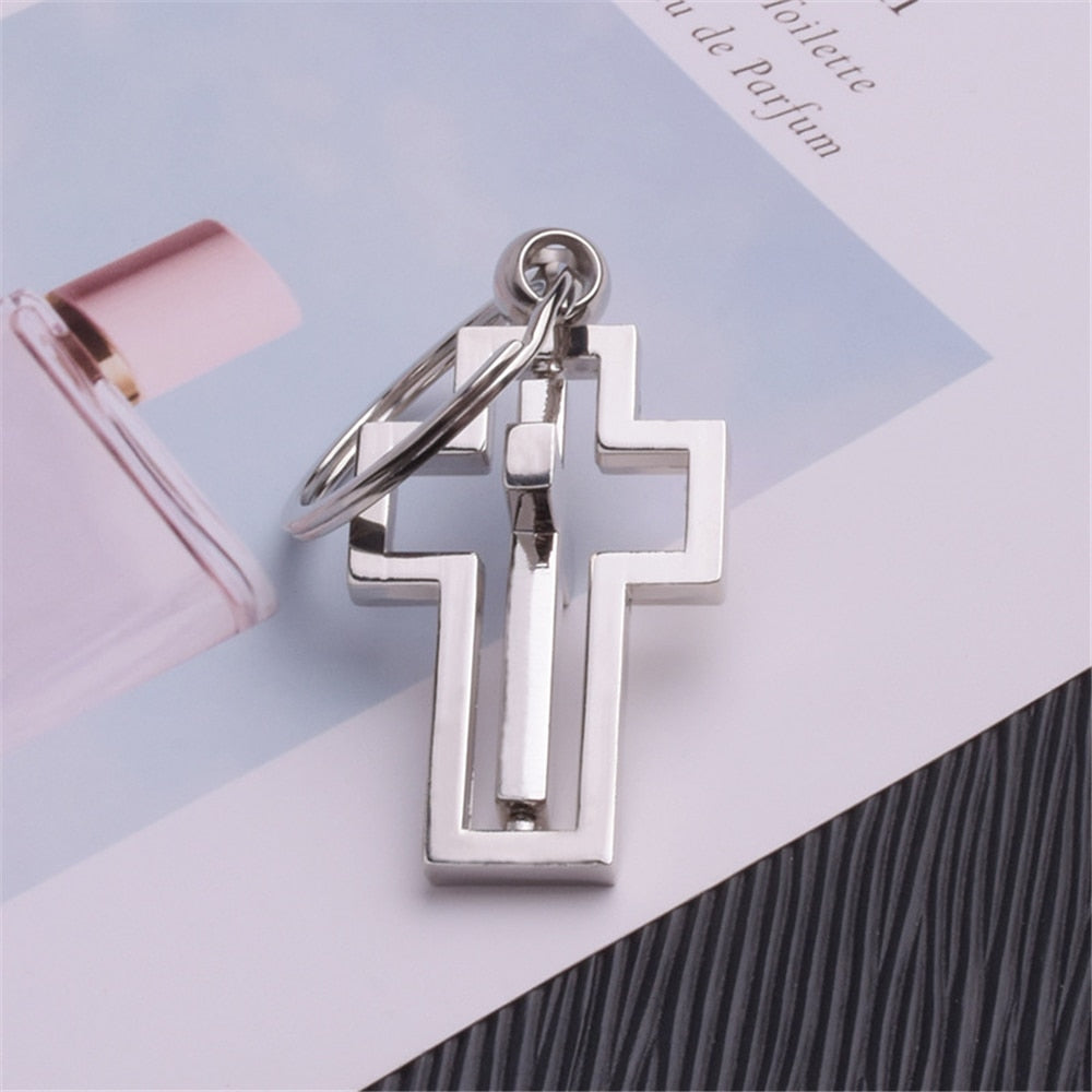 360 Degree Rotating Cross Keyring Pendant