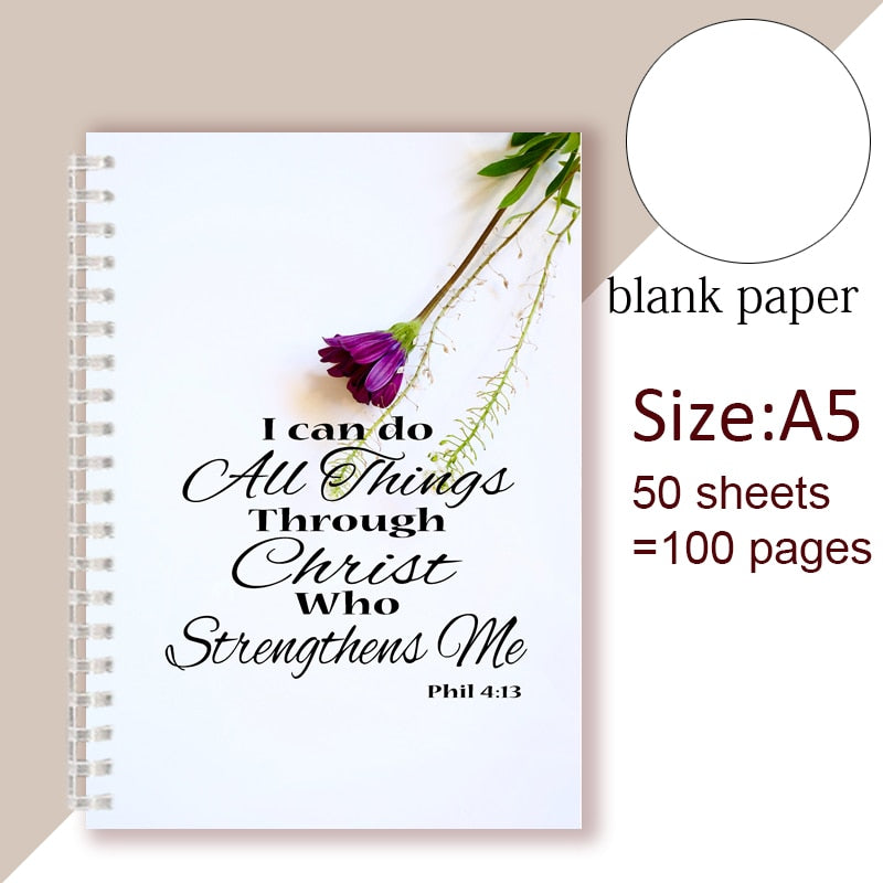 Philippians 4:13 Quote - I Can Do All Things Through Christ Who Strength Me - Spiral Notebook