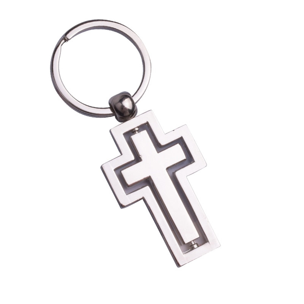 360 Degree Rotating Cross Keyring Pendant