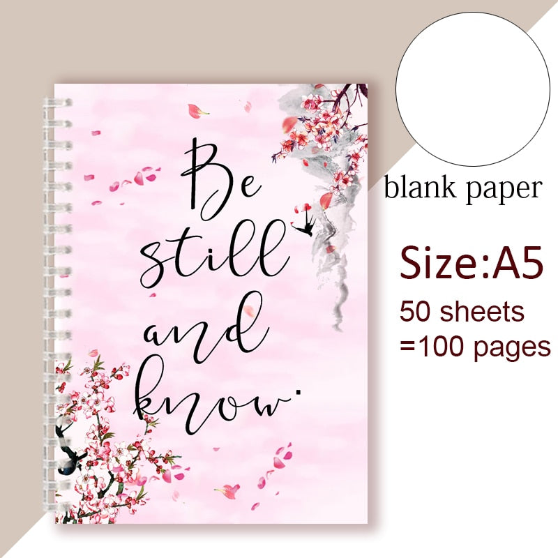 Spiral Notebook Christian Quote Bible Note Book - Be Still