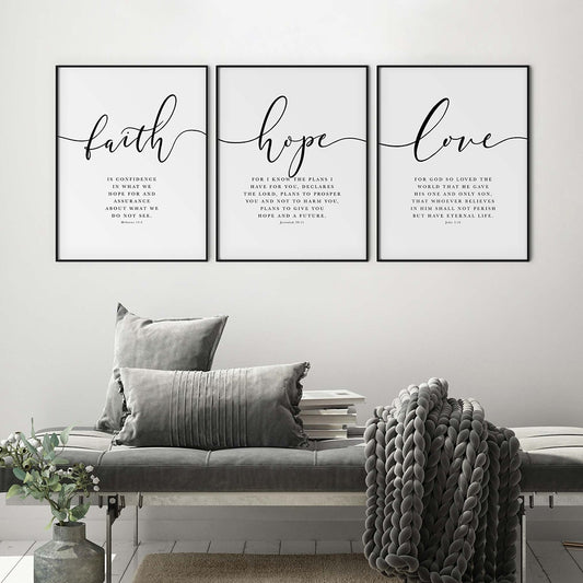 Bible Verse Poster and Prints Faith Hope Love Wall art