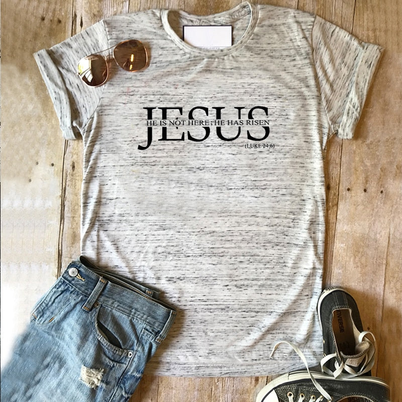 He Is Not Here He Has Risen Print Women Tshirt