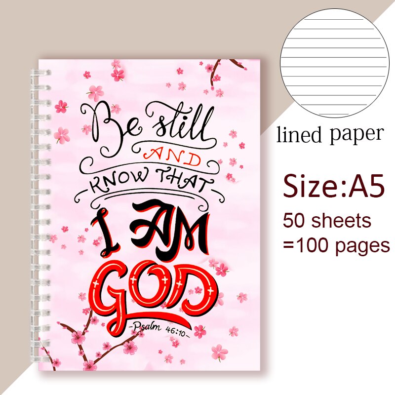 Spiral Notebook Christian Quote Bible Note Book - Be Still
