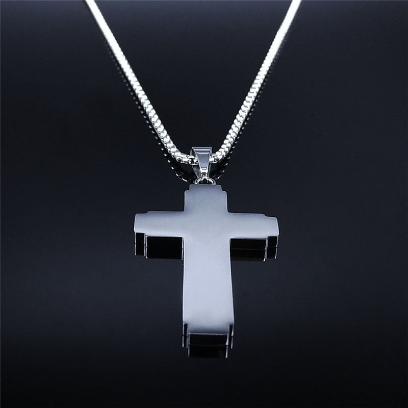 Christian Bible Cross Stainless Steel Necklace