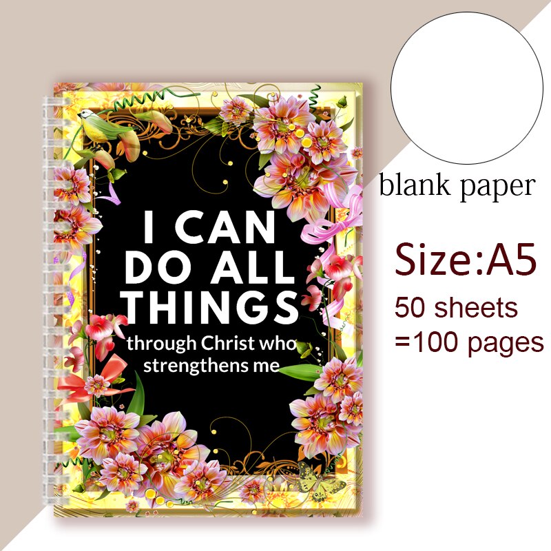Philippians 4:13 Quote - I Can Do All Things Through Christ Who Strength Me - Spiral Notebook