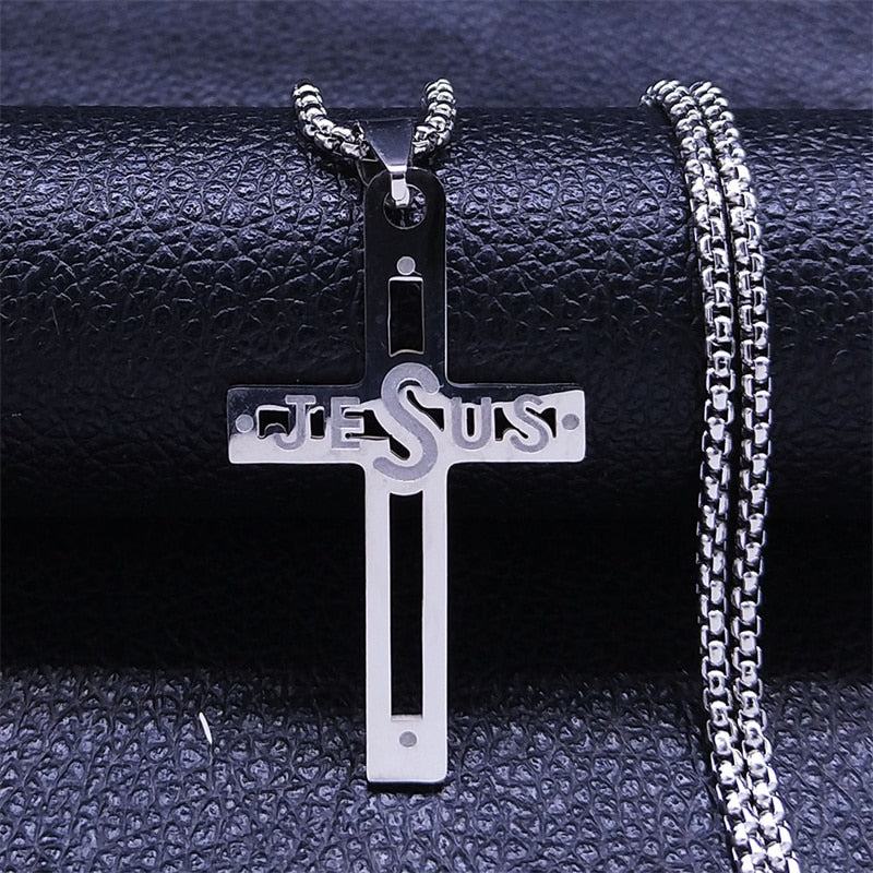 Christian Bible Cross Stainless Steel Necklace