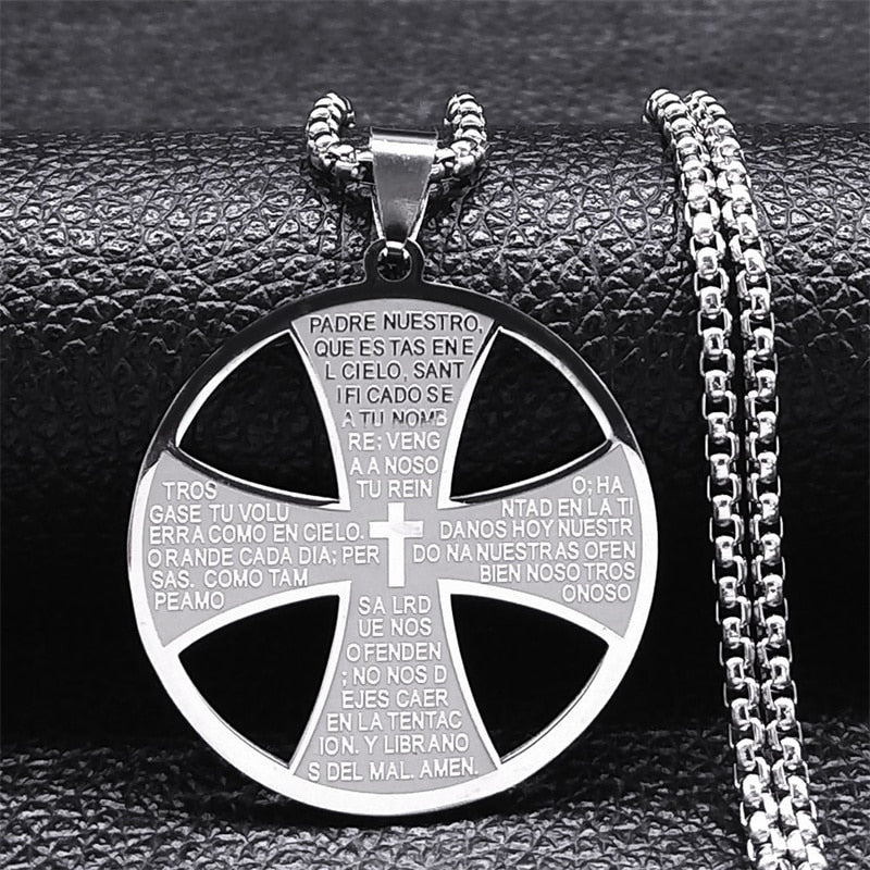 Christian Bible Cross Stainless Steel Necklace
