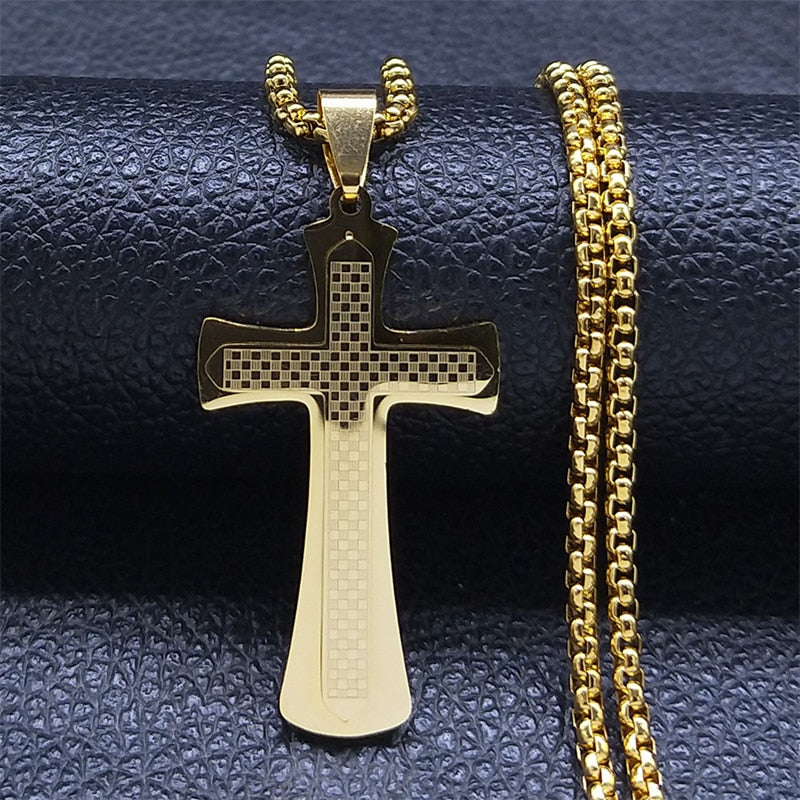 Christian Bible Cross Stainless Steel Necklace