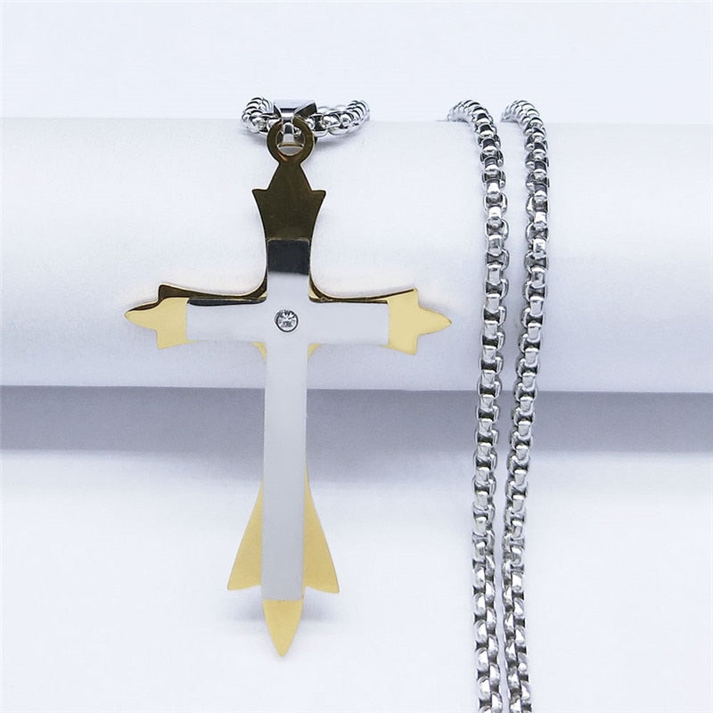 Christian Bible Cross Stainless Steel Necklace