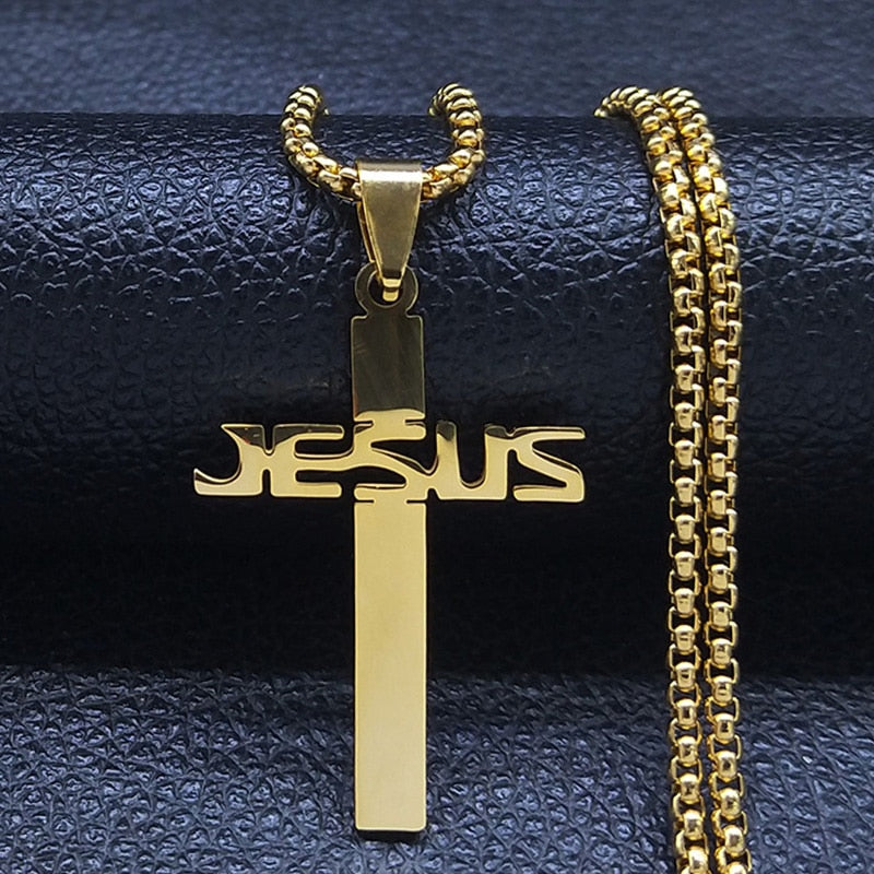 Christian Bible Cross Stainless Steel Necklace
