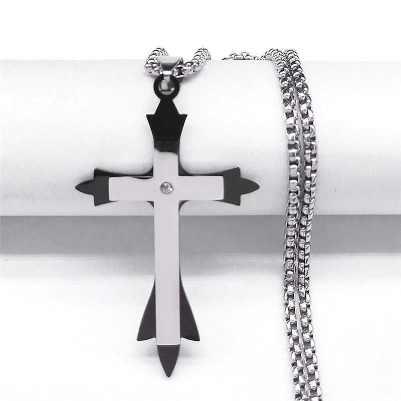 Christian Bible Cross Stainless Steel Necklace