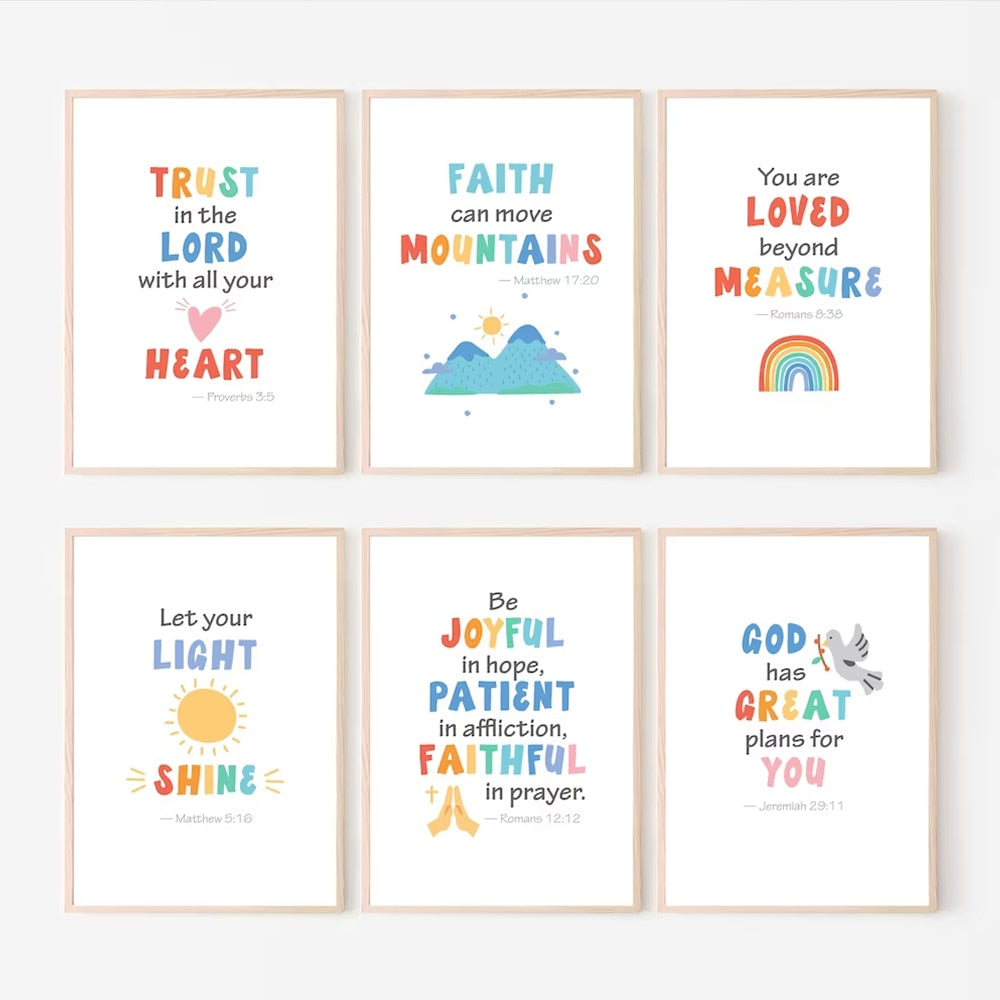Kids Bible Verse Scripture Wall Art Print Pictures