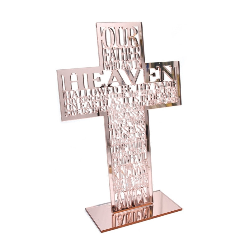 21cm Hollow Out Acrylic Scriptures Cross with Stand