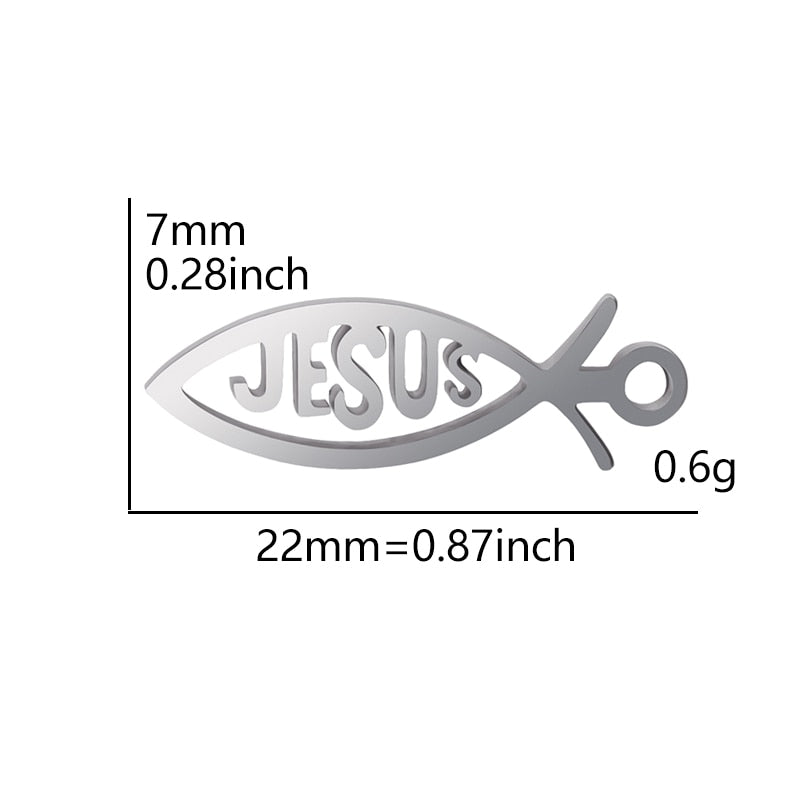 I Love Jesus Symbol Heart Cross Silver Pendants