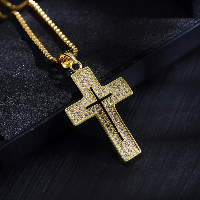 Cubic Zirconia Silver Plated Cross Pendant Necklace