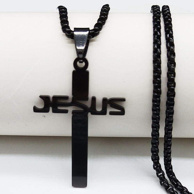Christian Bible Cross Stainless Steel Necklace