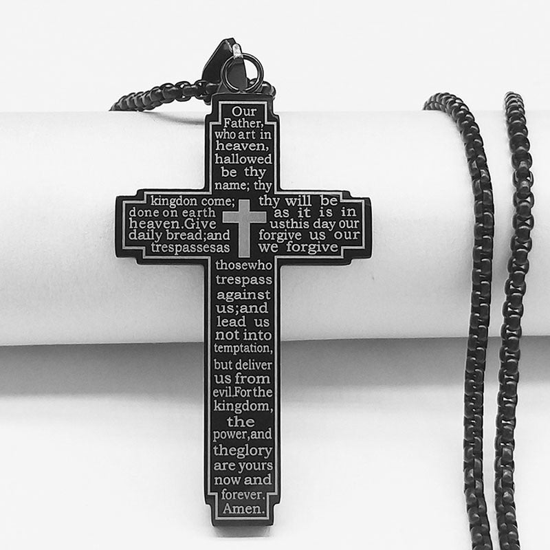 Christian Bible Cross Stainless Steel Necklace