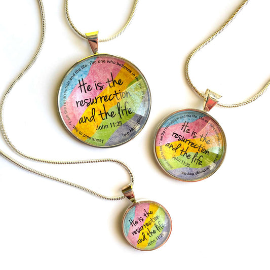 Easter Scripture Silver-Plated Colorful Christian Pendant Necklace
