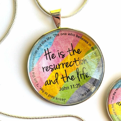 Easter Scripture Silver-Plated Colorful Christian Pendant Necklace