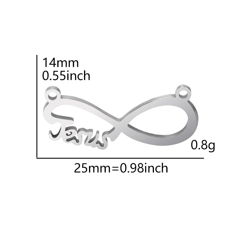 I Love Jesus Symbol Heart Cross Silver Pendants