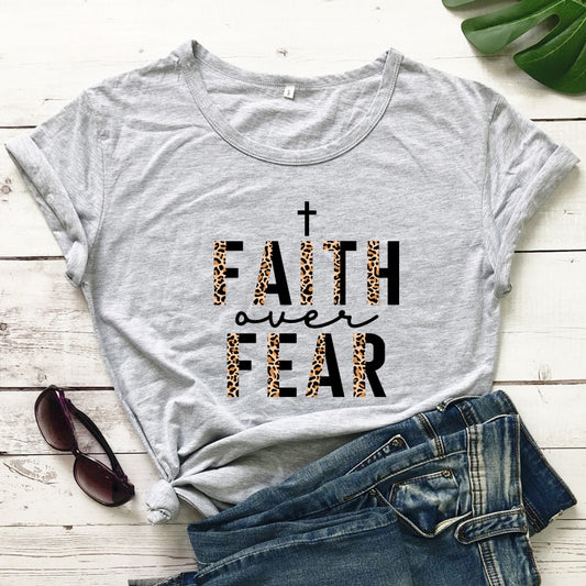 Faith Over Fear Jesus Cross Woman T Shirt