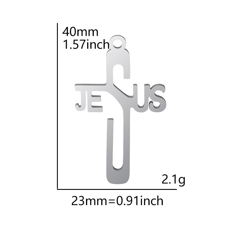 I Love Jesus Symbol Heart Cross Silver Pendants