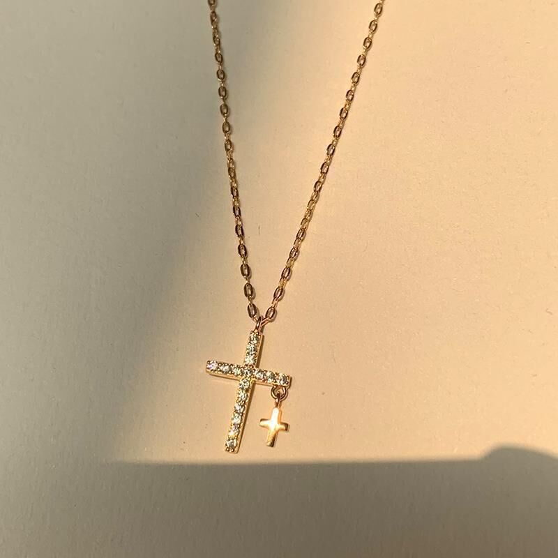 Cubic Zirconia Silver Plated Cross Pendant Necklace