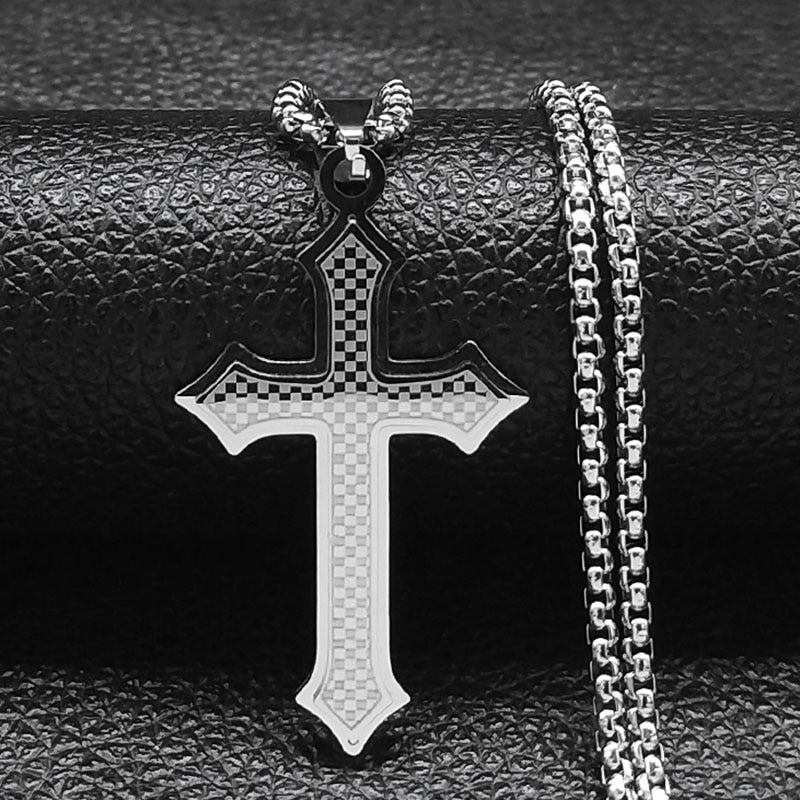 Christian Bible Cross Stainless Steel Necklace