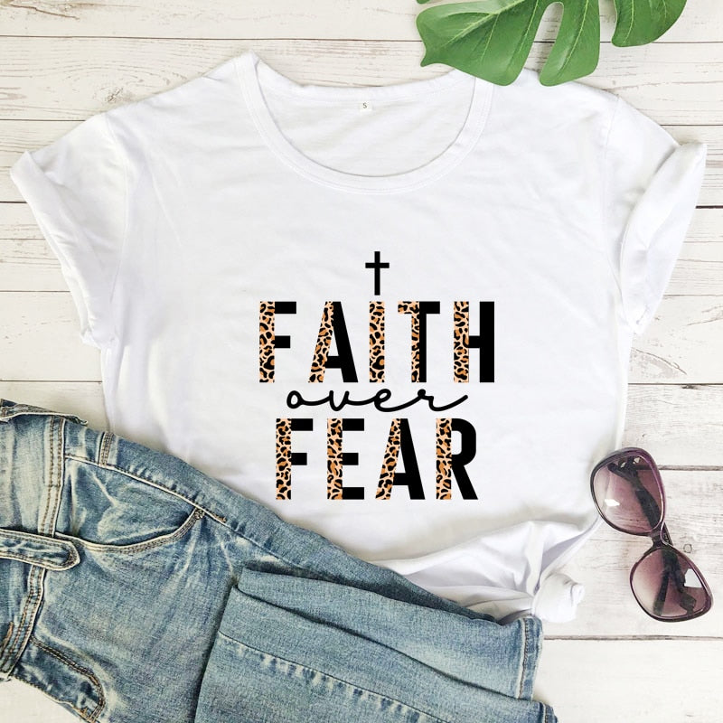 Faith Over Fear Jesus Cross Woman T Shirt